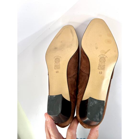 Roberta Size 9 US Brown Suede Italian Leather Ankle Boots With Gold Buckle - Picture 7 of 14